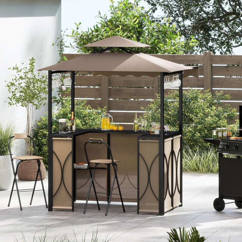 Tangkula 3 Piece Patio Bar Set with 2 Foldable Bar Stools