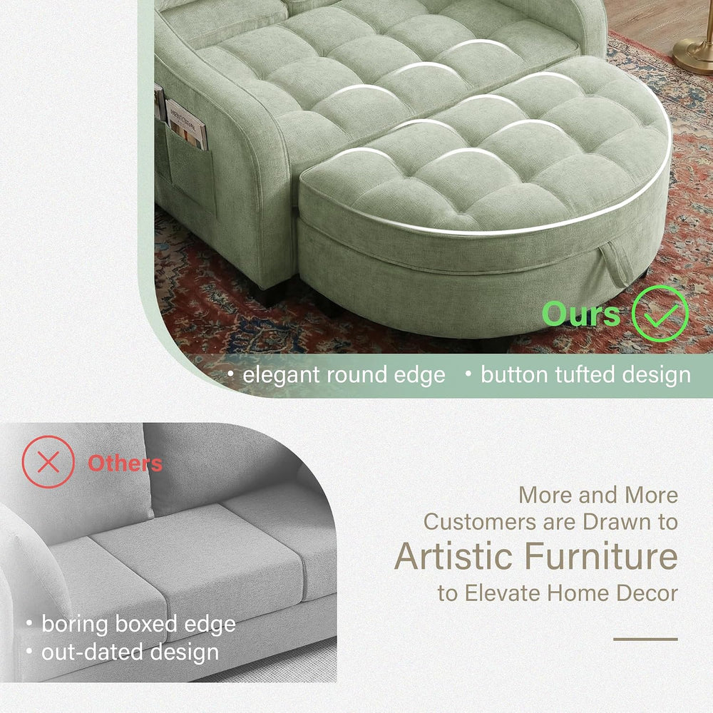 Round Chaise Lounge Chair with Storage Ottoman, Oversized Bubble Chair and a ...