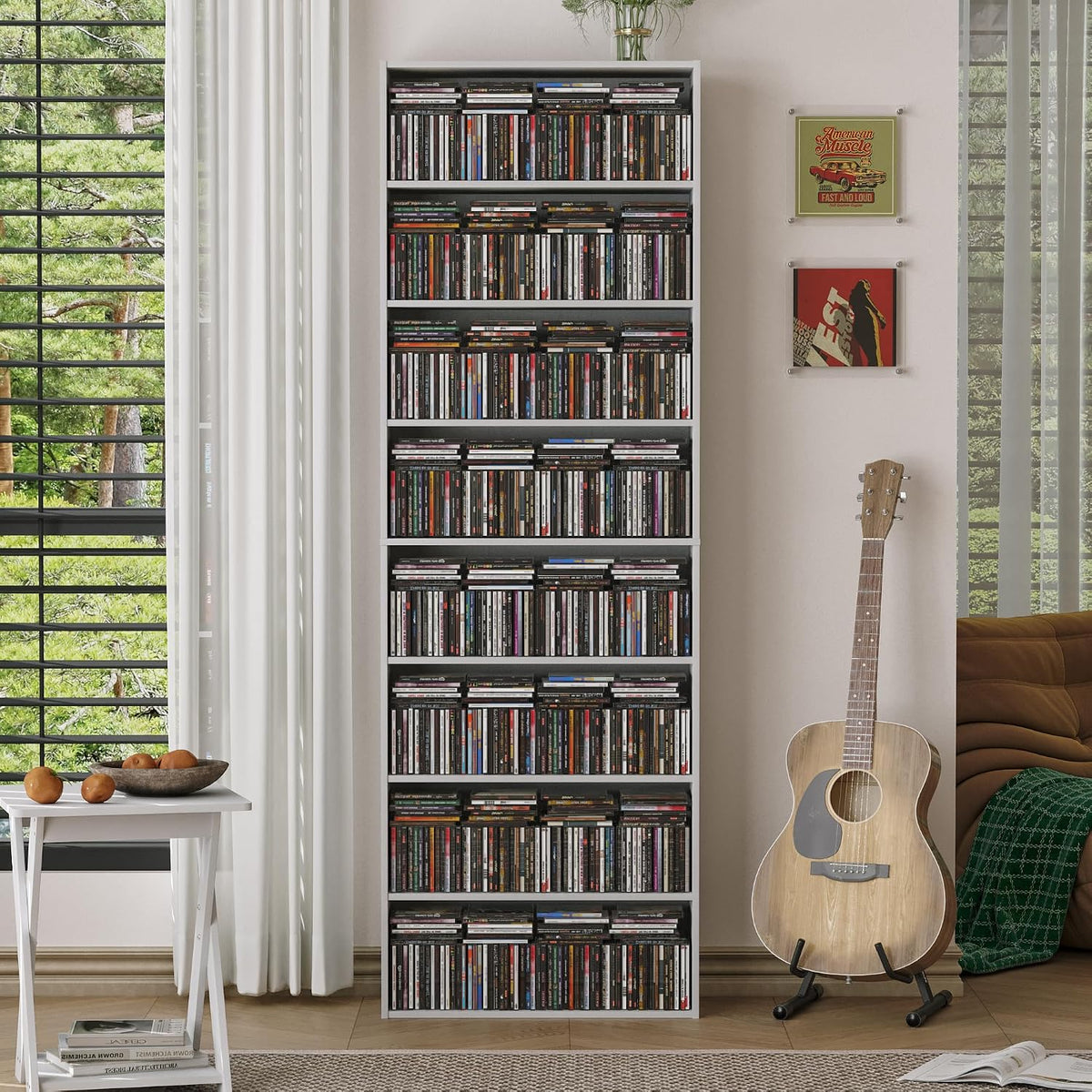 8 tier dvd storage shelf, dvd shelf holds shown in use