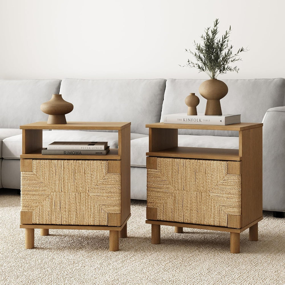 Nathan James Beacon Wood Nightstand, Bohemian Accent Table or Sofa Side Table...