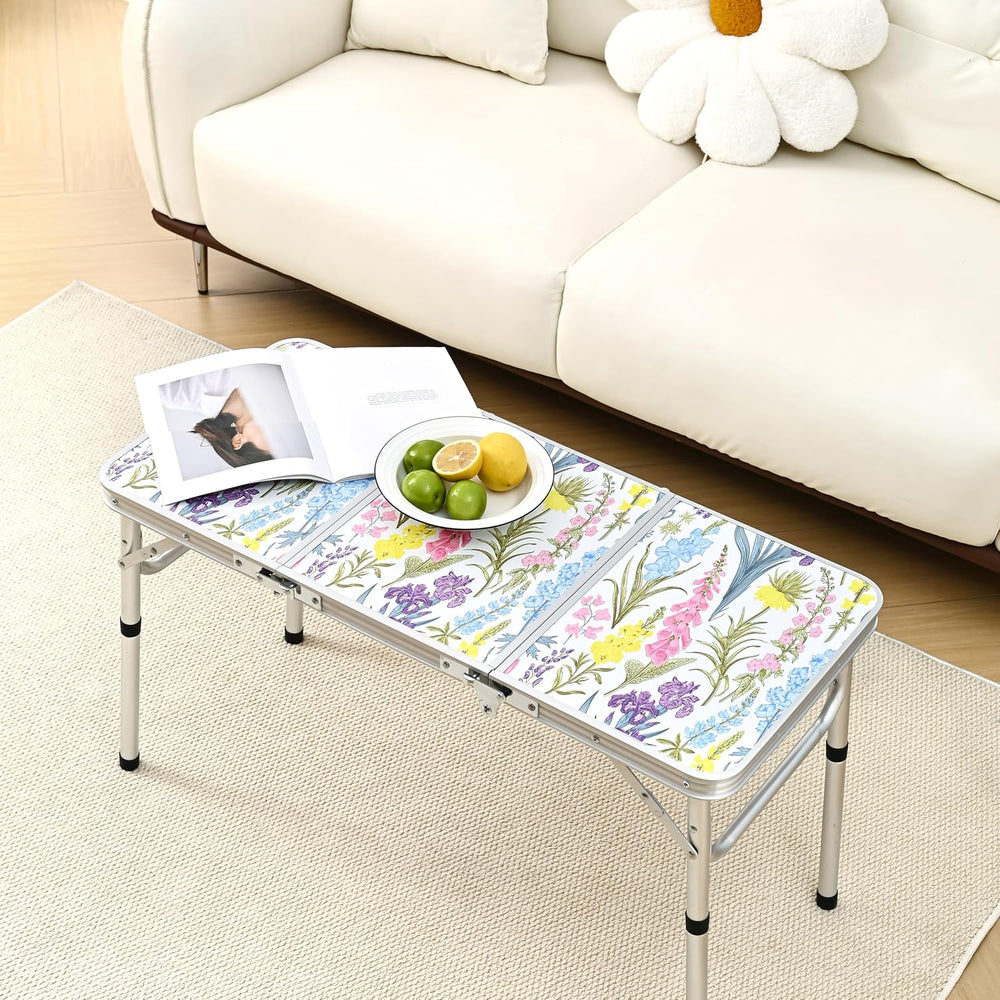Yriuat Folding Camping Table 3ft Portable Picnic Table, Blooming Floral