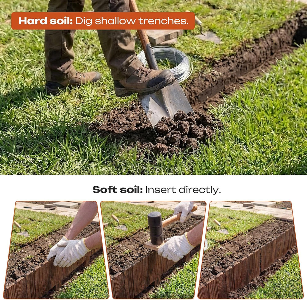GHWIE Garden Edging Border Garden Fence Wood Fence Border for Yard Patio Path...