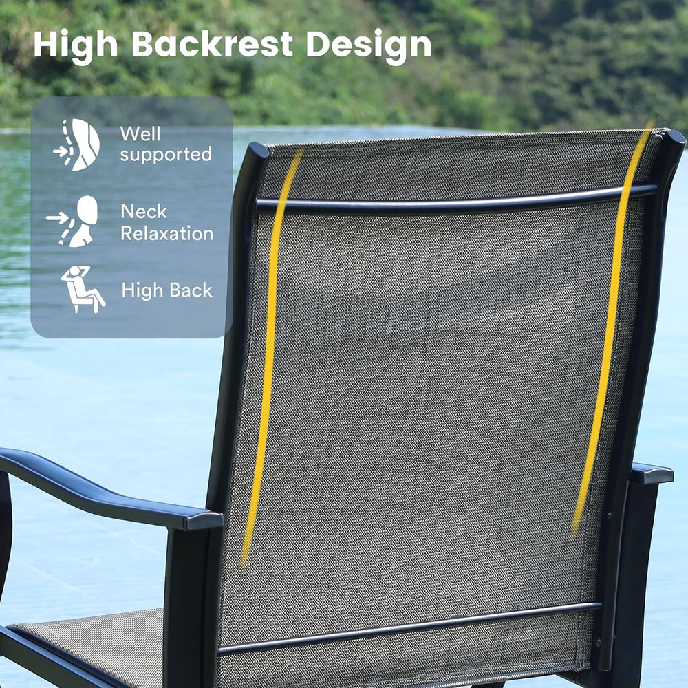 VICLLAX 3-Piece Patio Set, 28" Square Table & Swivel Outdoor Chairs