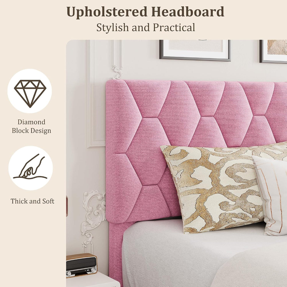 GAOMON King Size Platform Bed Frame with Adjustable Upholstered Headboard
