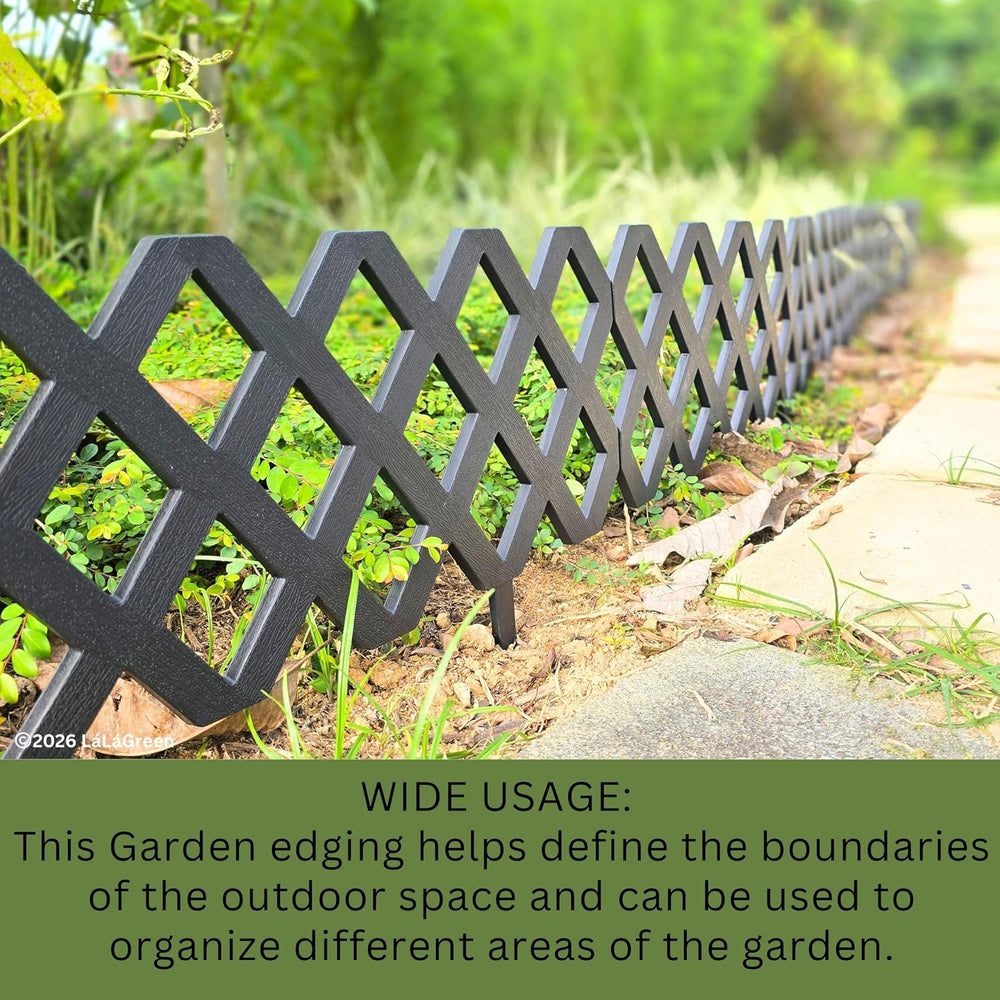 LaLaGreen Garden Edging Border (23x8.5in, 10 Pack) Black Plastic Fence
