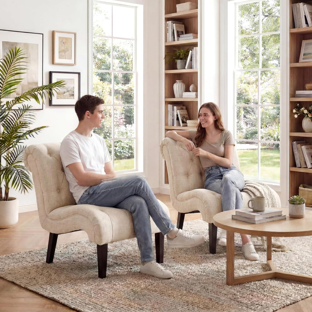 Accent Chair Set of 2 Upholstered Living Room Chairs Armless