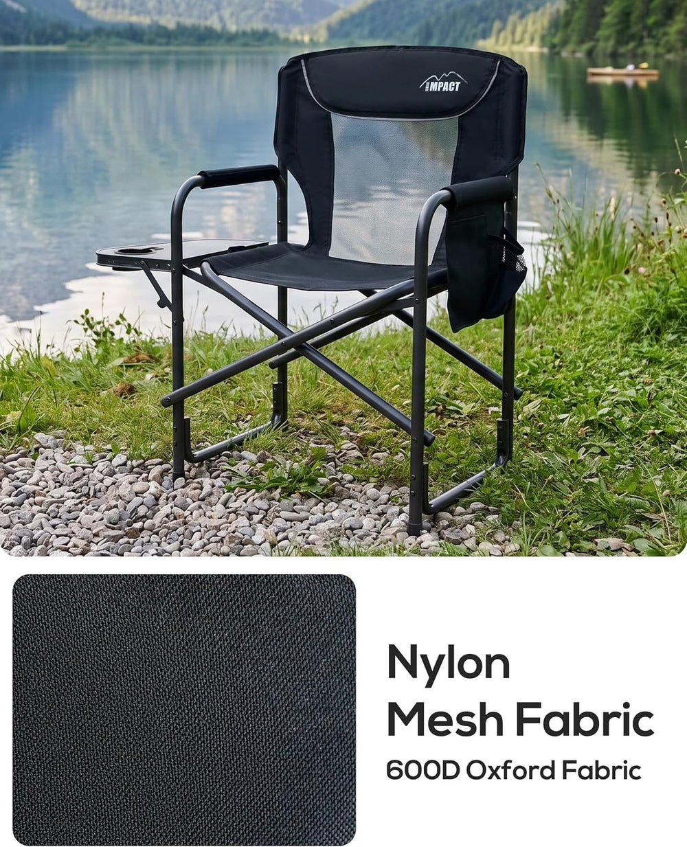Heavy Duty Oversized Camping Folding Chair, Support 400lbs