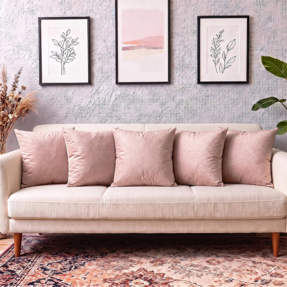 Set of 2 Throw Pillows 18x18 with Inserts Included, Pink Couch Pillows