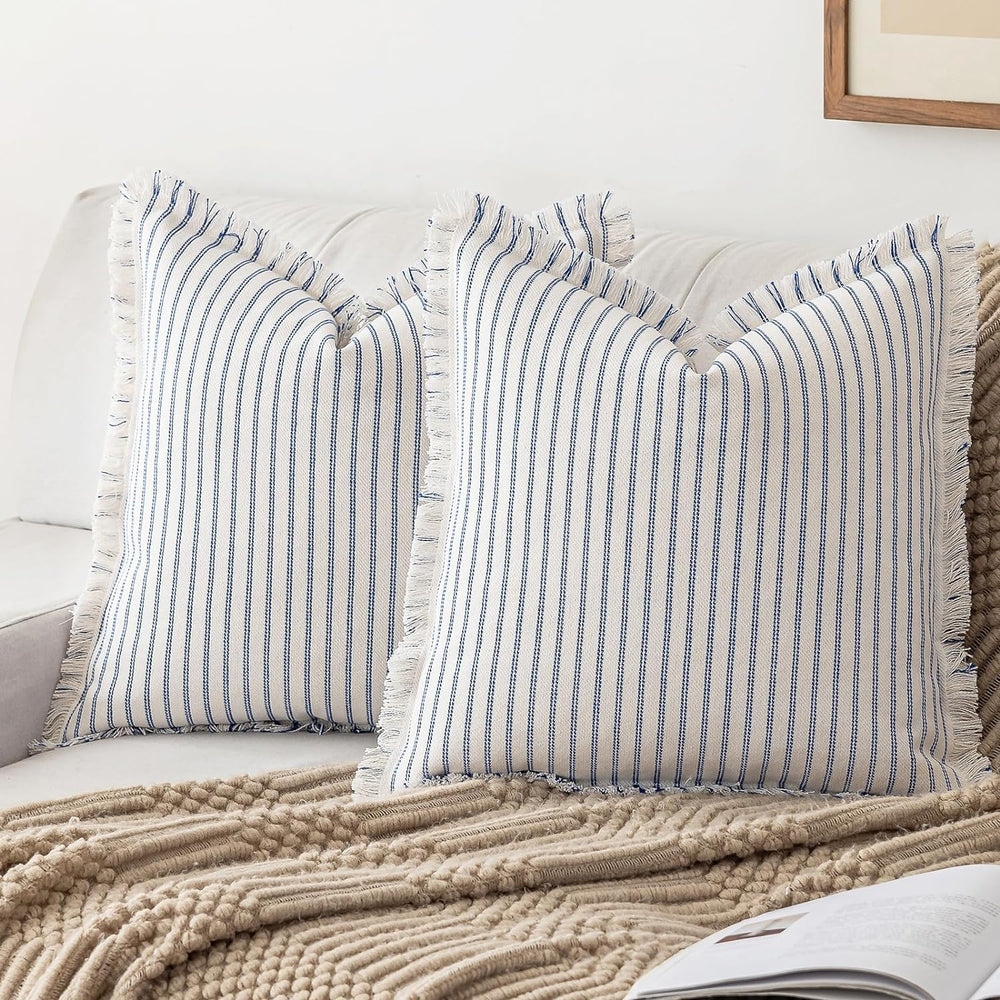 YEENAASY Throw Pillow Covers 20x20 Boho Striped Pillow Cases with Tassel