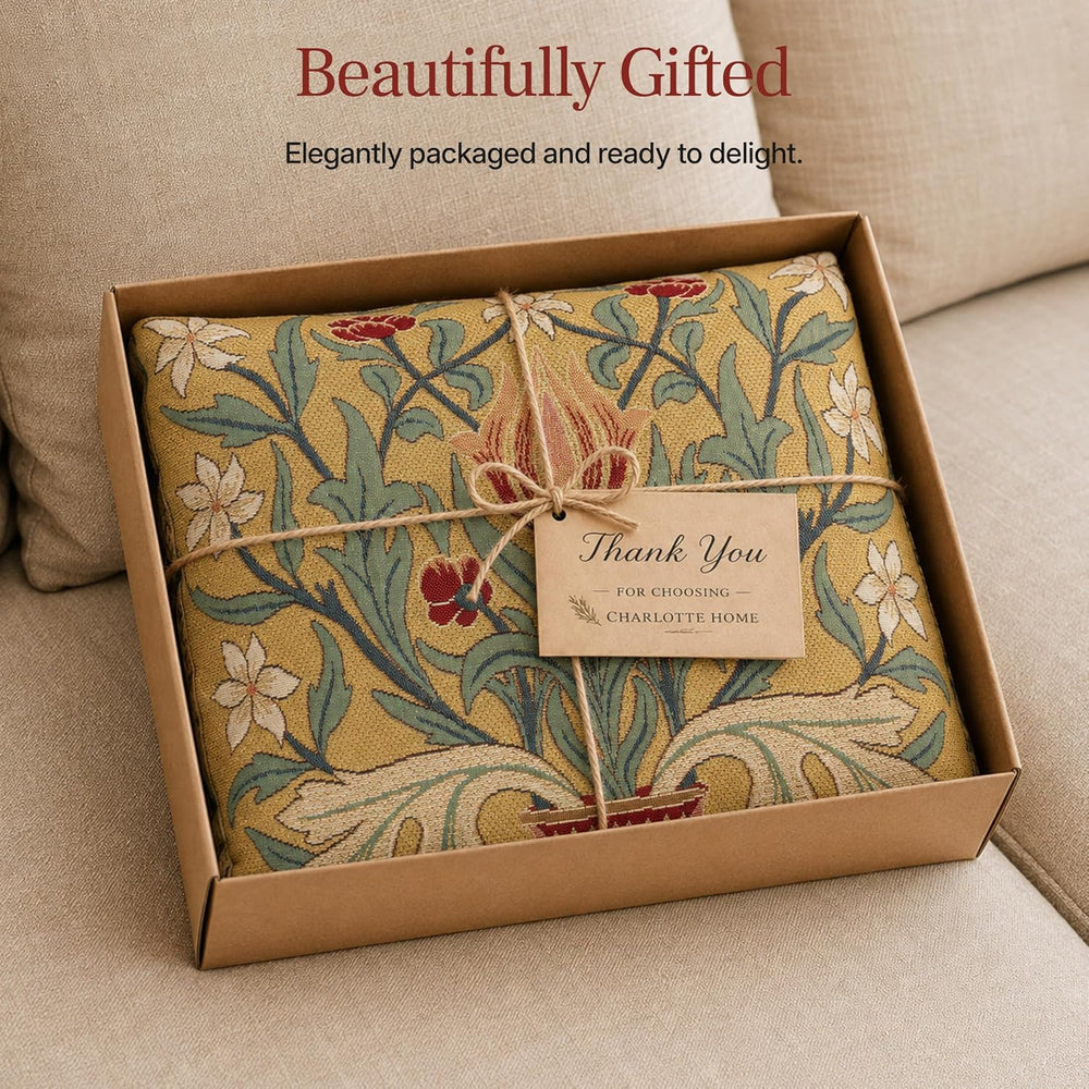 William Morris Red Tulip Tapestry Throw Cotton Cushion Cover, 18 x 18 In