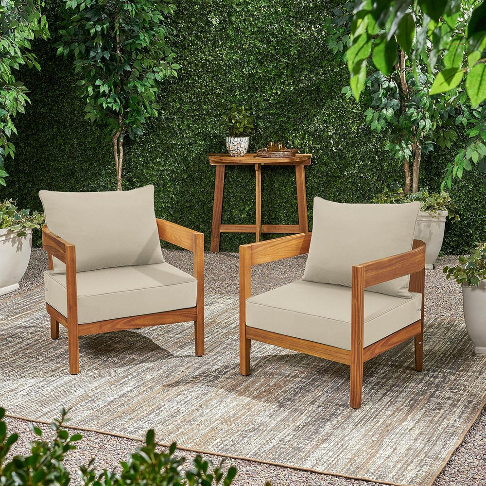 Favoyard Outdoor Patio Seat Cushions Set, 22 x 22 Inch, Waterproof, Beige