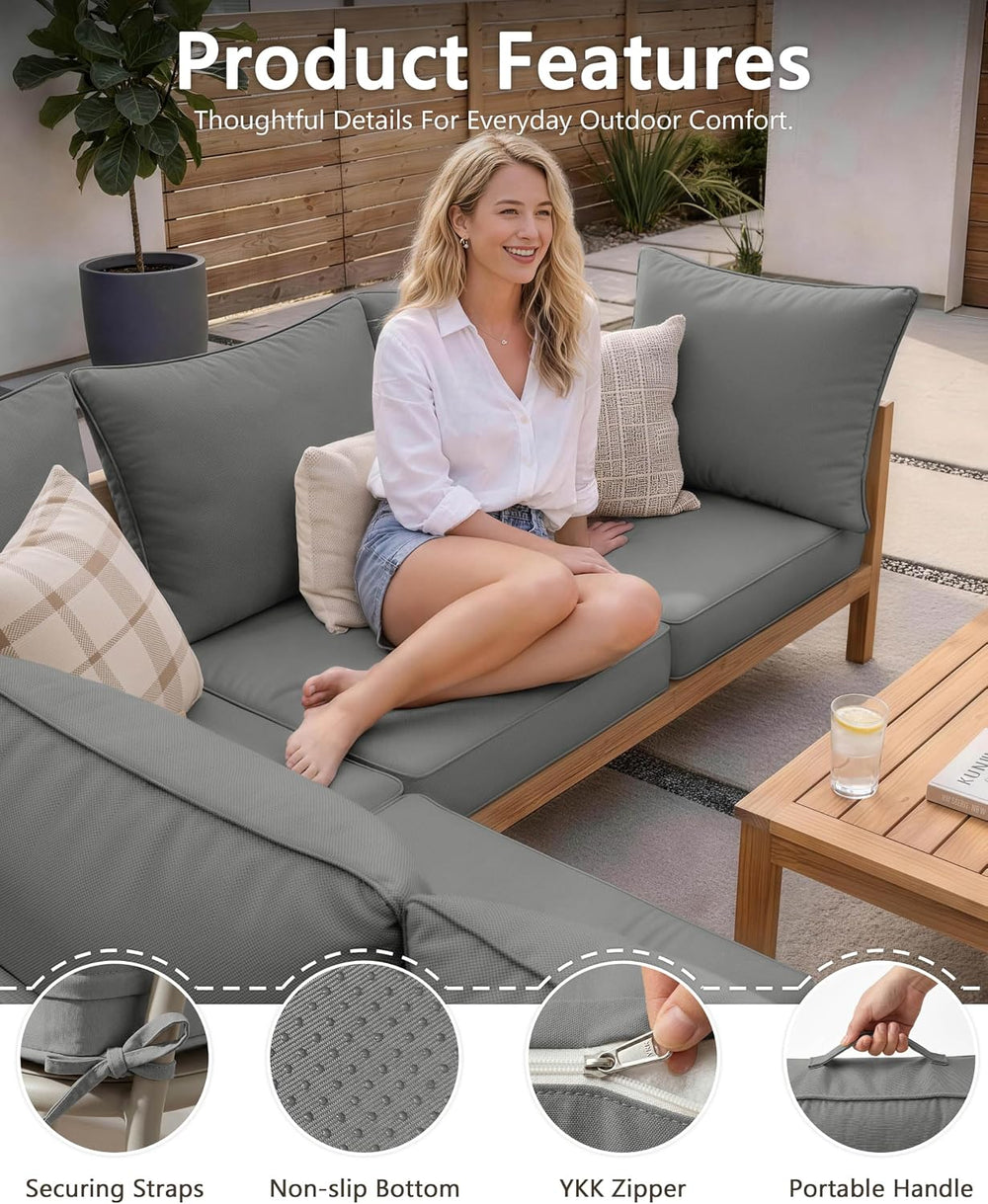 Outdoor Chair Cushion Set of 4, 19x19x4 Waterproof Fade Resistant