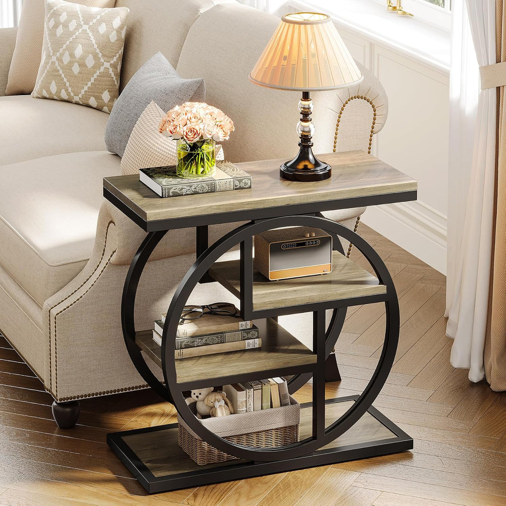 Tribesigns End Table for Living Room, 4-Tier Narrow Side Table with Storage S...