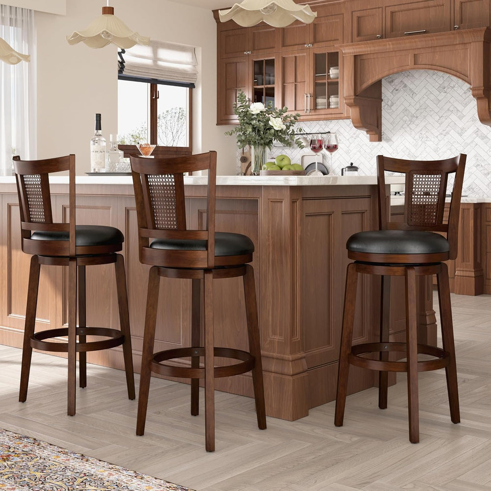 ALPHA HOME Swivel Bar Stools with Backs, 30 Inch Bar Stools Set of 3