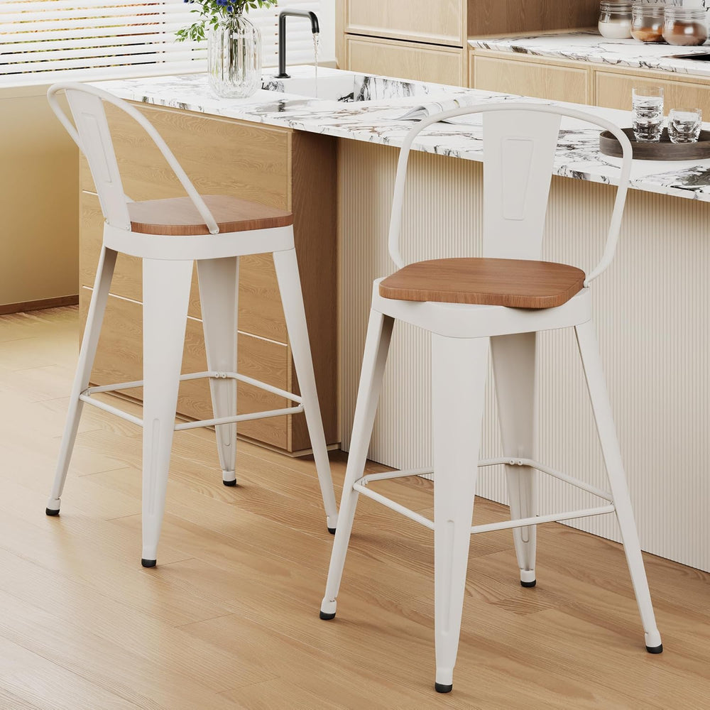 Aklaus Swivel Metal Bar Stools 26 inch Swivel Counter Height Barstools Set of...