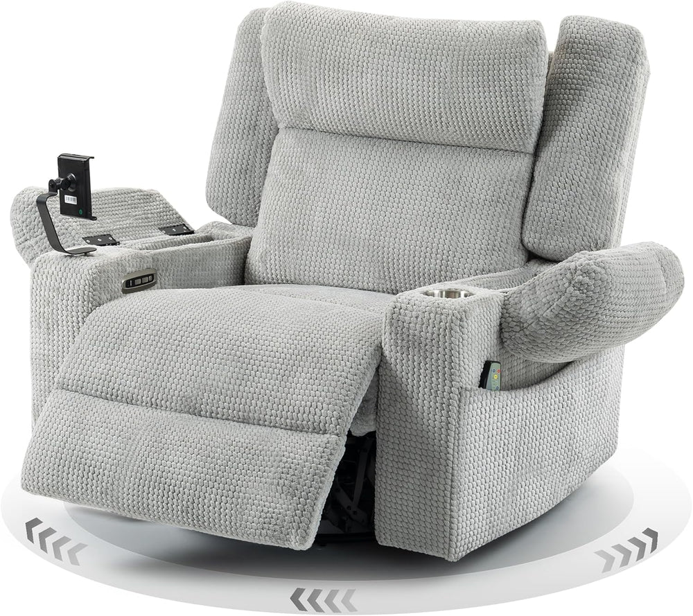 SINCRUMI Power Swivel Rocker Recliner with Dual Motor Adjustable Headrest