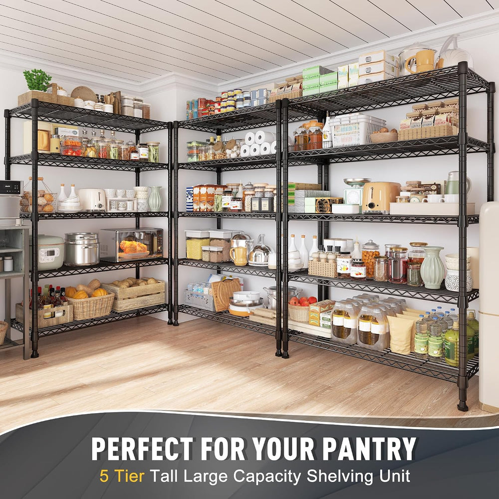 REIBII 31.5" W 5-Tier Storage Shelves, 1000 lbs, Adjustable, for Pantry
