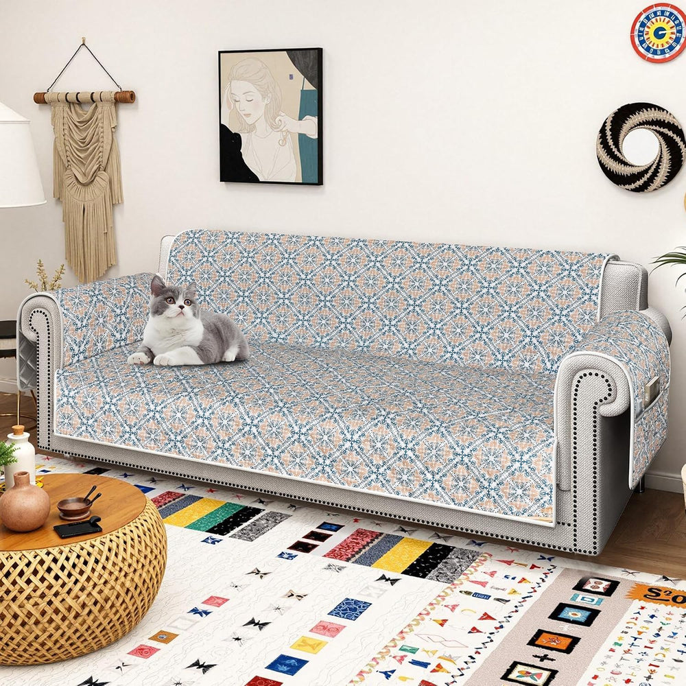ALIECOM 100% Waterproof Couch Cover for 3 Cushion Couch Sofa Pet Friendly Sof...