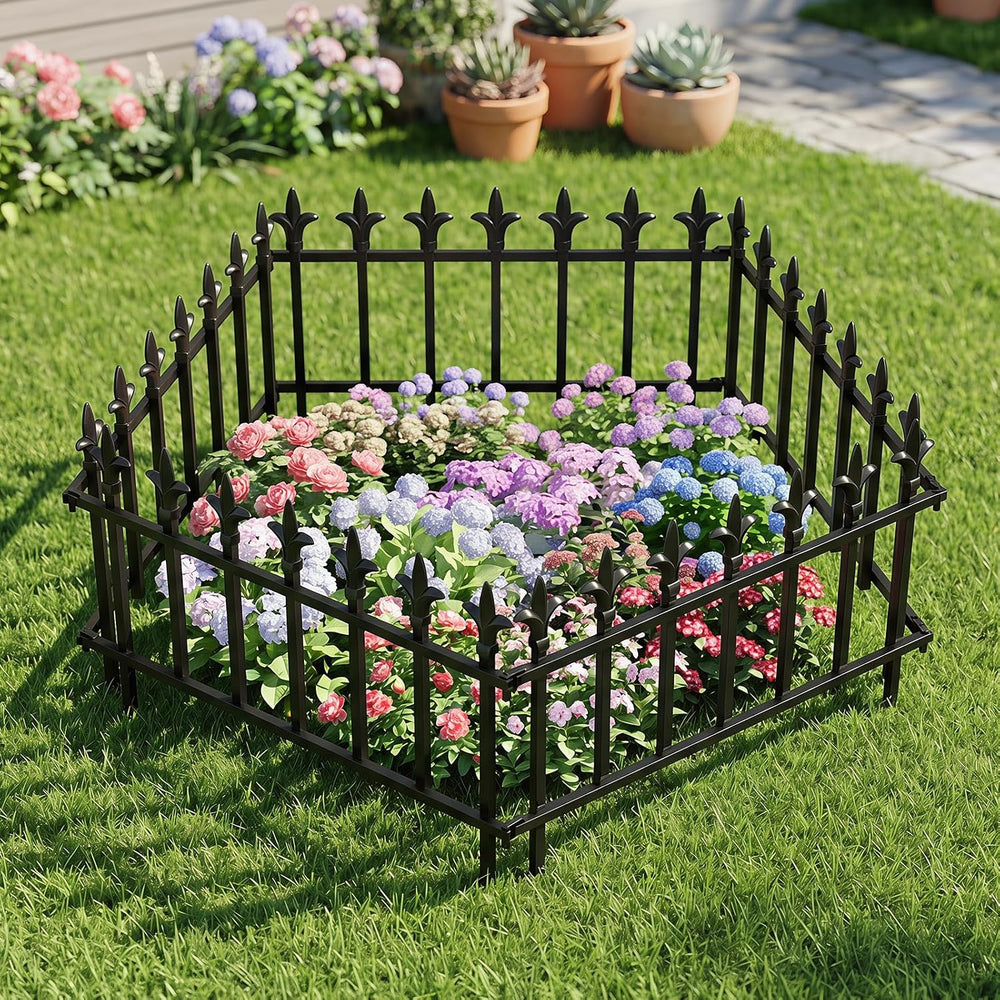 GIANTEX 5 Panels Decorative Metal Garden Fence, 9 FT, No Dig, Heavy Duty