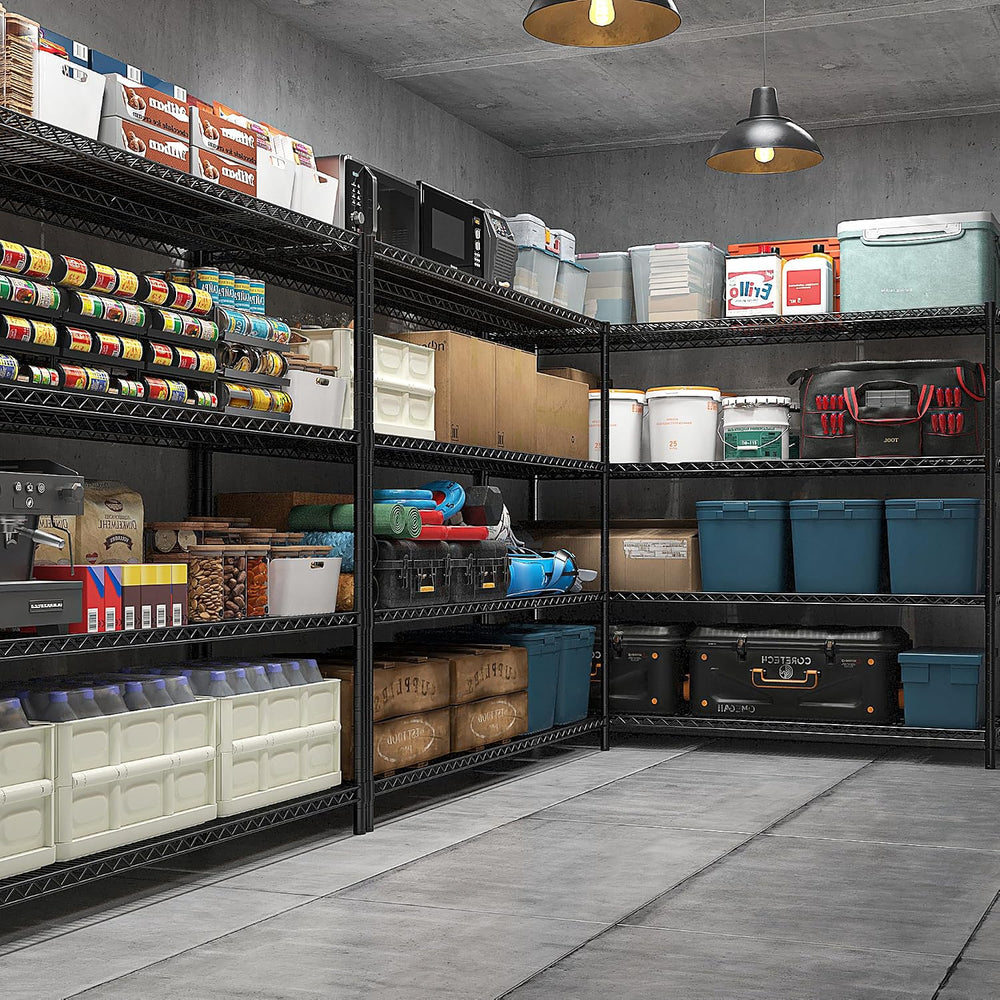 REIBII 4-Tier Heavy Duty Shelving with Wheels, 2480LBS Storage Shelf Rack
