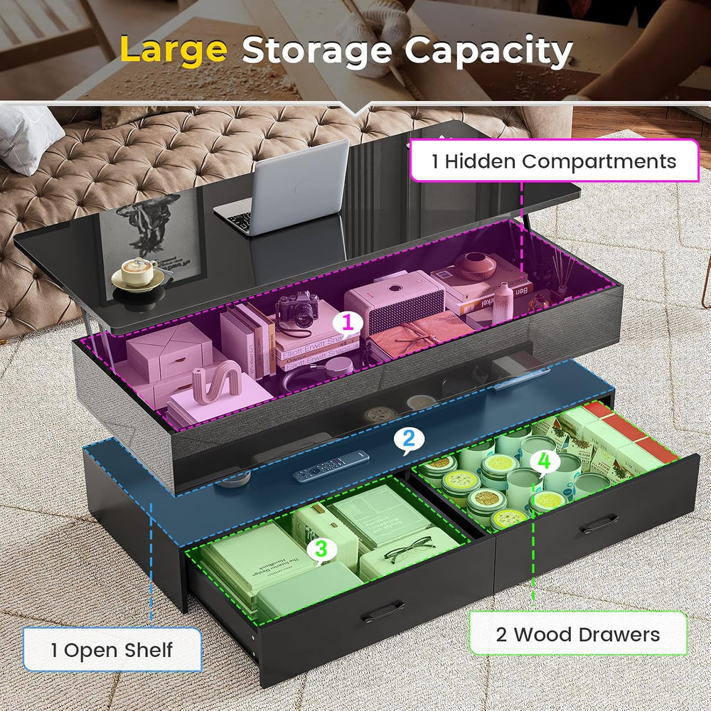 SEDETA 47.2" Lift Top Coffee Table, Coffee Tables with Storage for Livin...