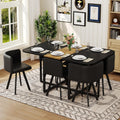 7-Piece Dining Table Set for 6,Modern Dining Table Set for 6 with Cushioned Chairs,59" Black Kitchen Table Set for Home, Apartment,Office,Conference Room,Small Spaces, Space-Saving