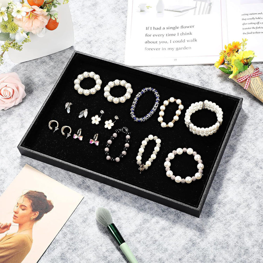Quelay Stackable Jewelry Tray Jewelry Organizer Tray Showcase Display Empty Plate Bracelet Ring Earring Organizer (8 Pcs)