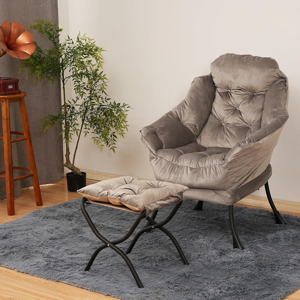 Kokel Lazy Chair with Folding Ottoman,Living Room Chairs, Accent Contemporary...