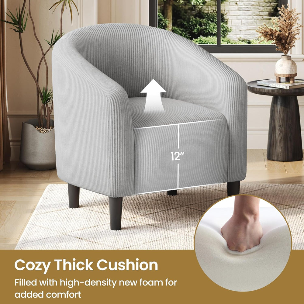 Yaheetech Compact Corduroy Accent Chairs Set of 2 for Bedroom, Light Gray