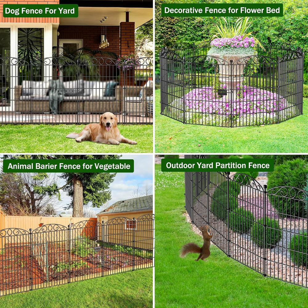 12 Panel No Dig Decorative Garden Fence with Gate 36" H x 24.1'L for...