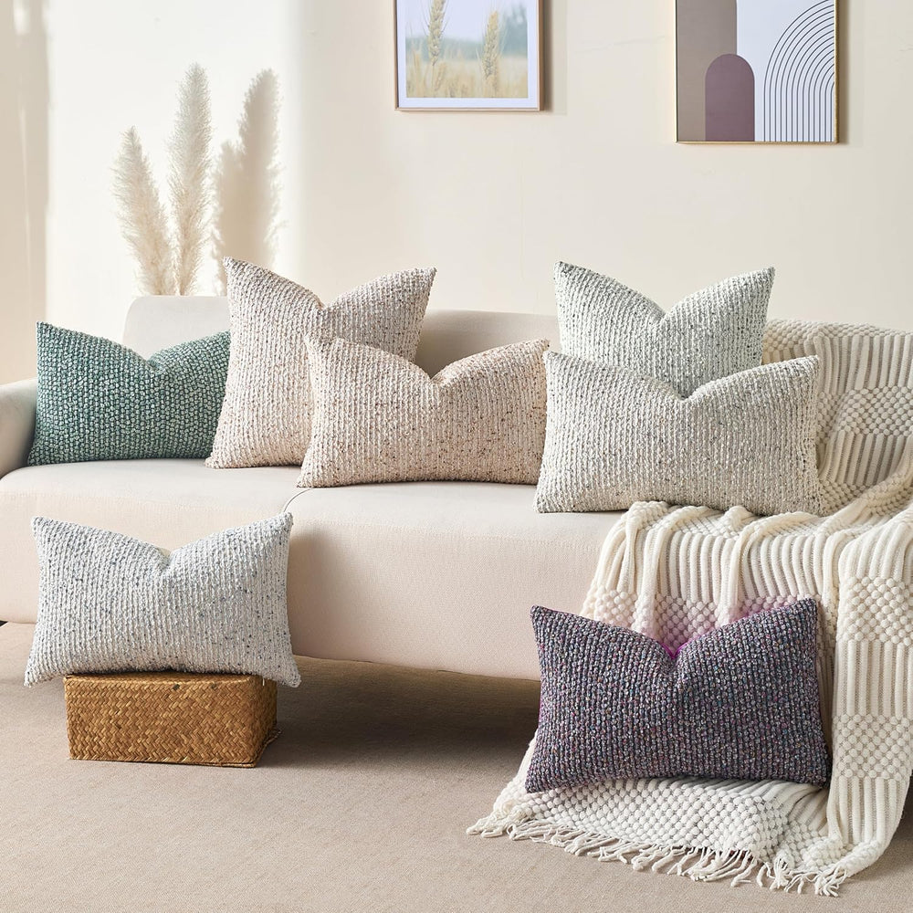 Allorry Throw Pillow Covers 12x20 Soft Wool Cushion Decorative Purple012E12