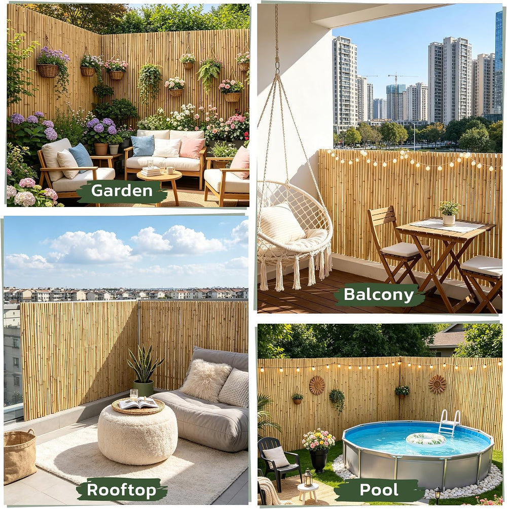Natural Bamboo Fence, 4 ft x 6 ft Bamboo Fencing Screen for Garden, Rolled Pr...