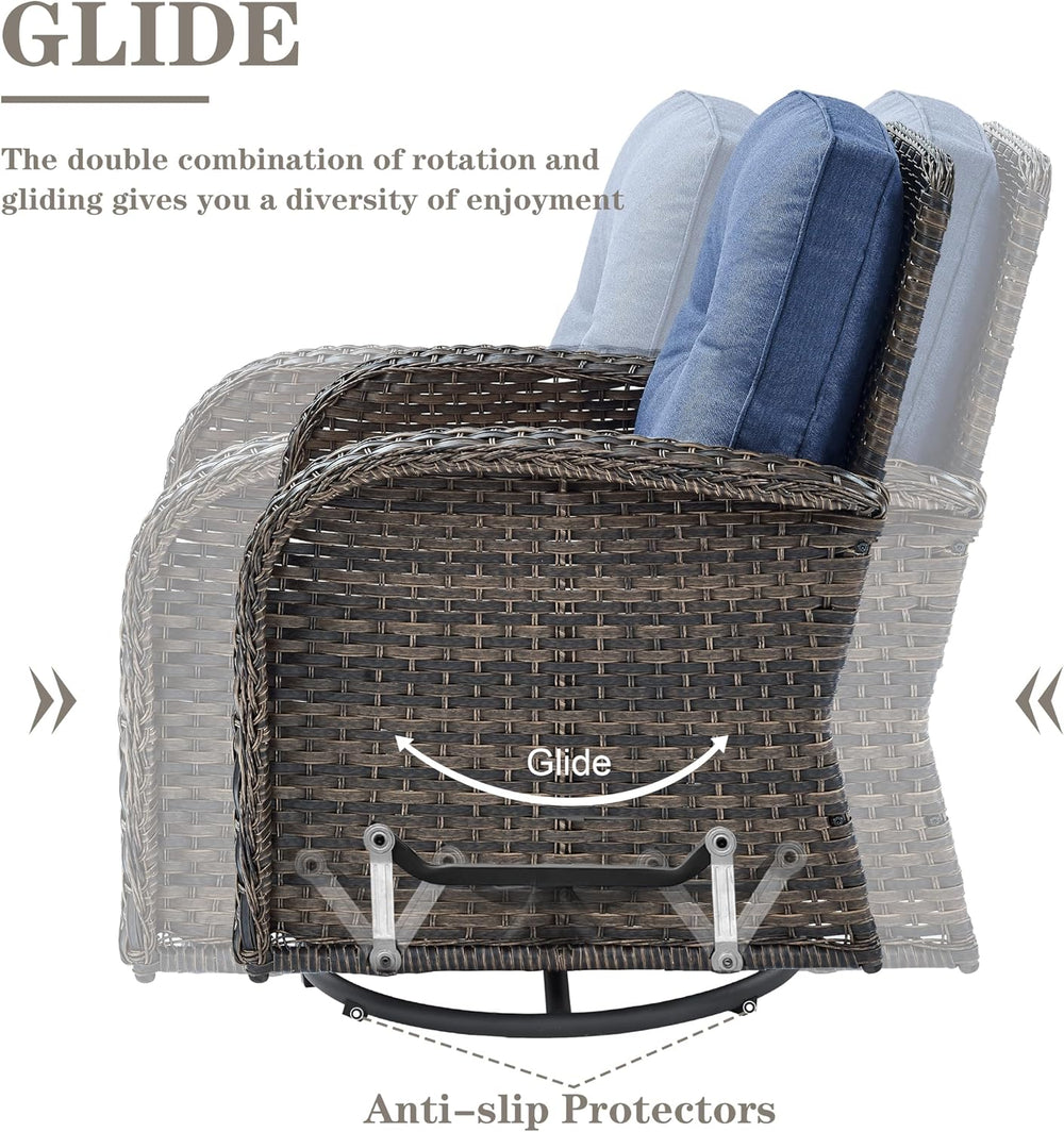 Belord Patio Furniture Swivel Glider PE Wicker Chairs, Outdoor Swivel Rocker ...
