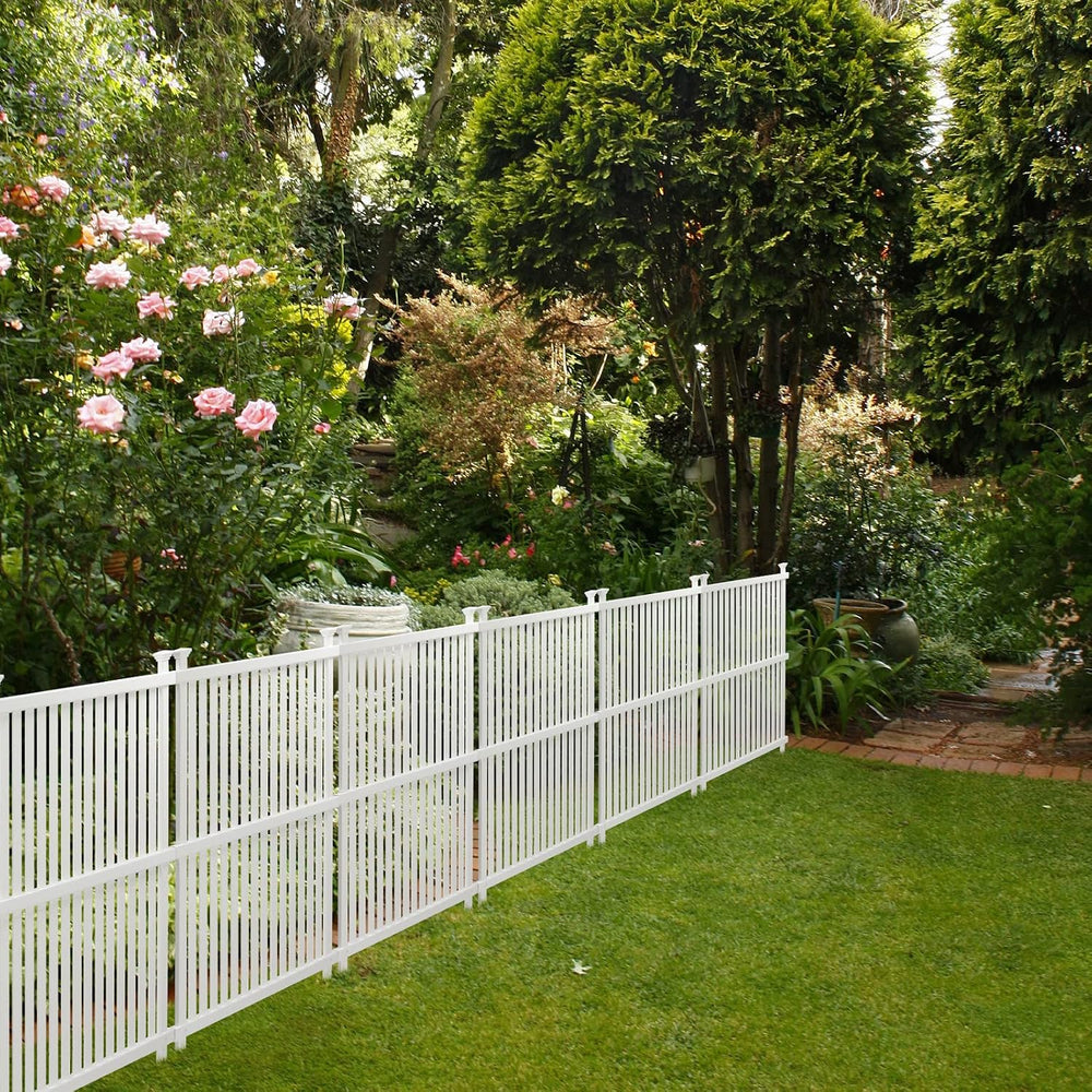 Vinyl Fence Panels 2 Pack Outdoor Picket Privacy Screen Fence, 2PCS White PVC...