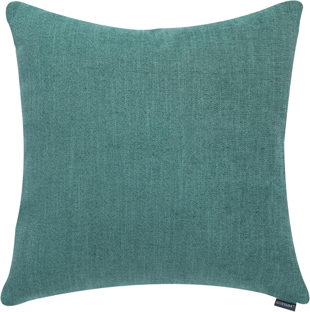 Set of 2 Leather Throw Pillow Covers Cotton Linen Decor Patchwork Pillow Cove...