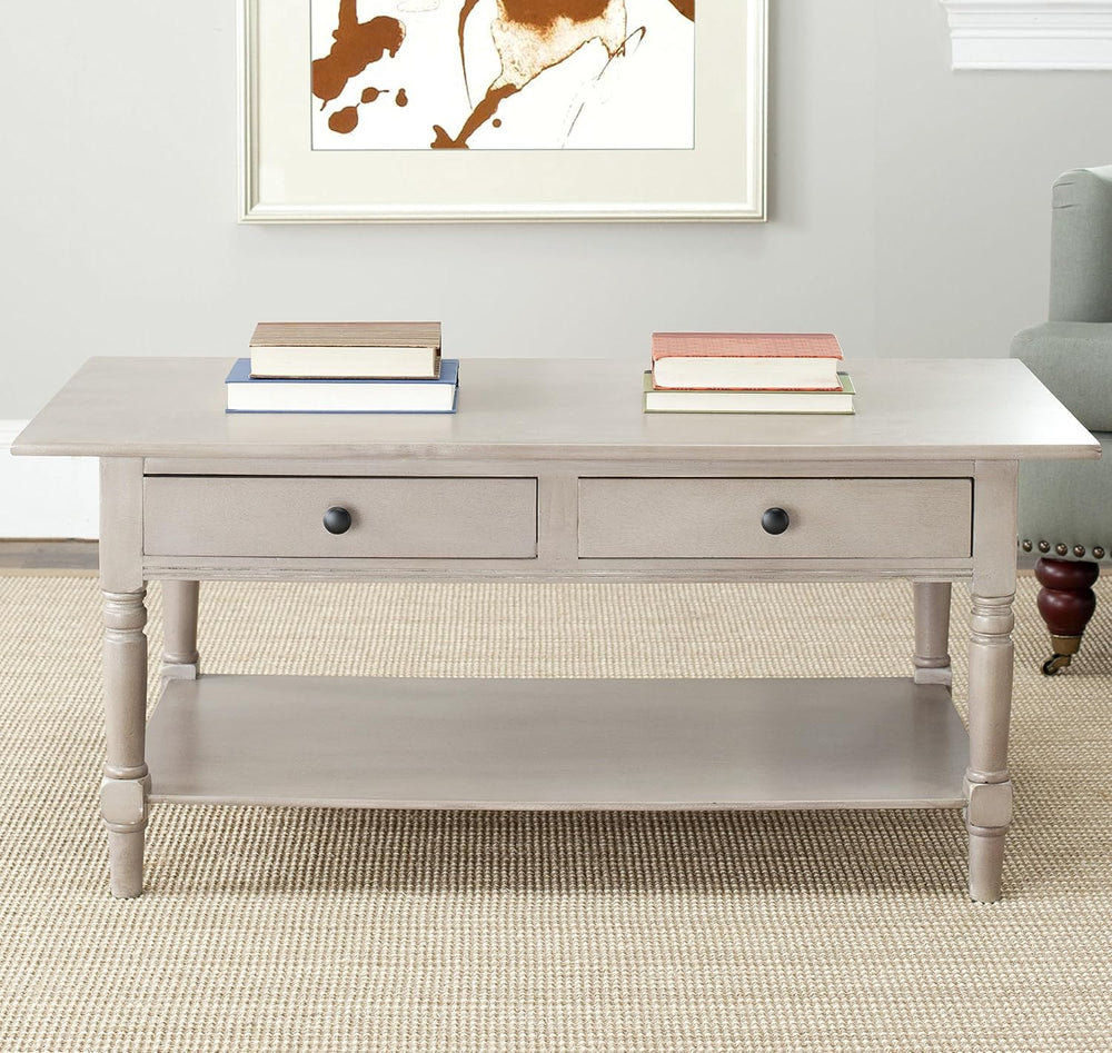 SAFAVIEH Boris Wood Coffee Table, 41.7" Distressed Black AMH5706B