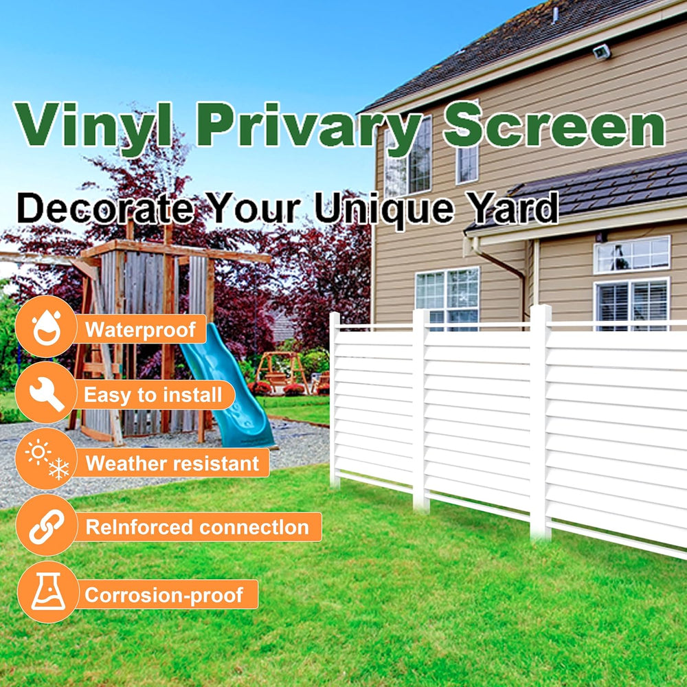 36" W X 45" H Reinforced White Vinyl Privacy Fence, Double Windproo...