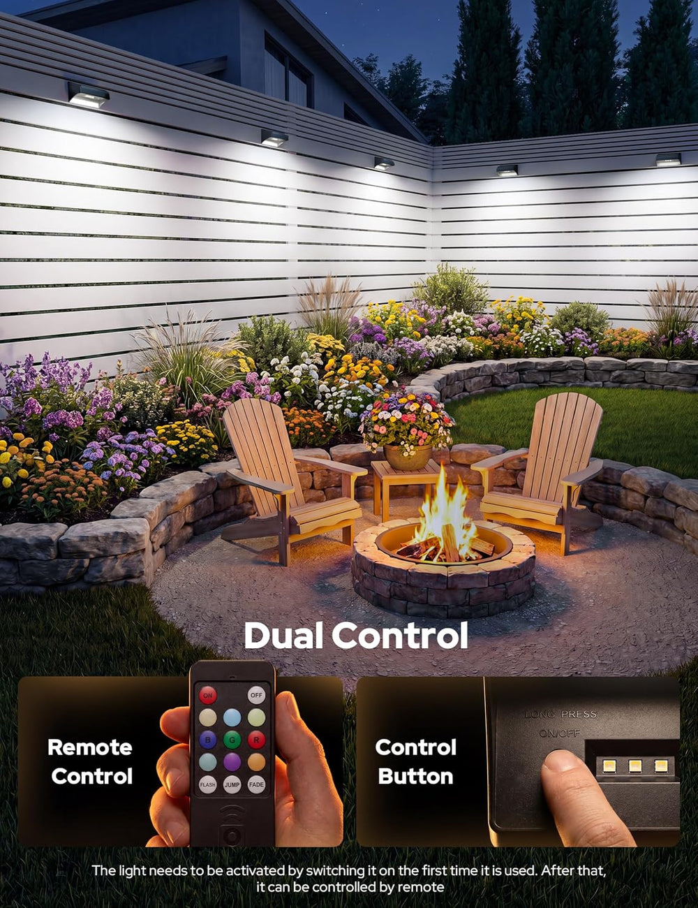 VOLISUN Fence Lights Solar Powered with Remote 8 Pack, Warm White, Cool White...