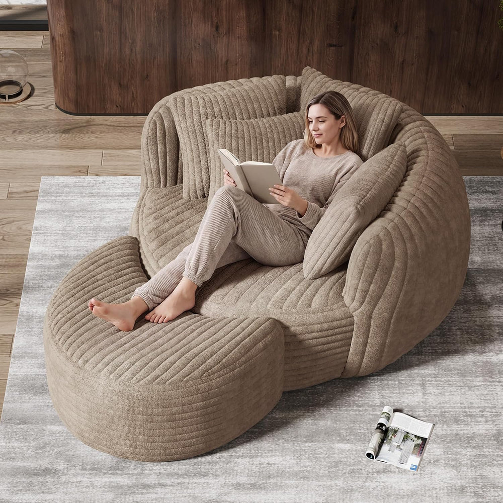 50.5" W x 67" D Oversized Chaise Lounge Chair with Ottoman,Light Camel