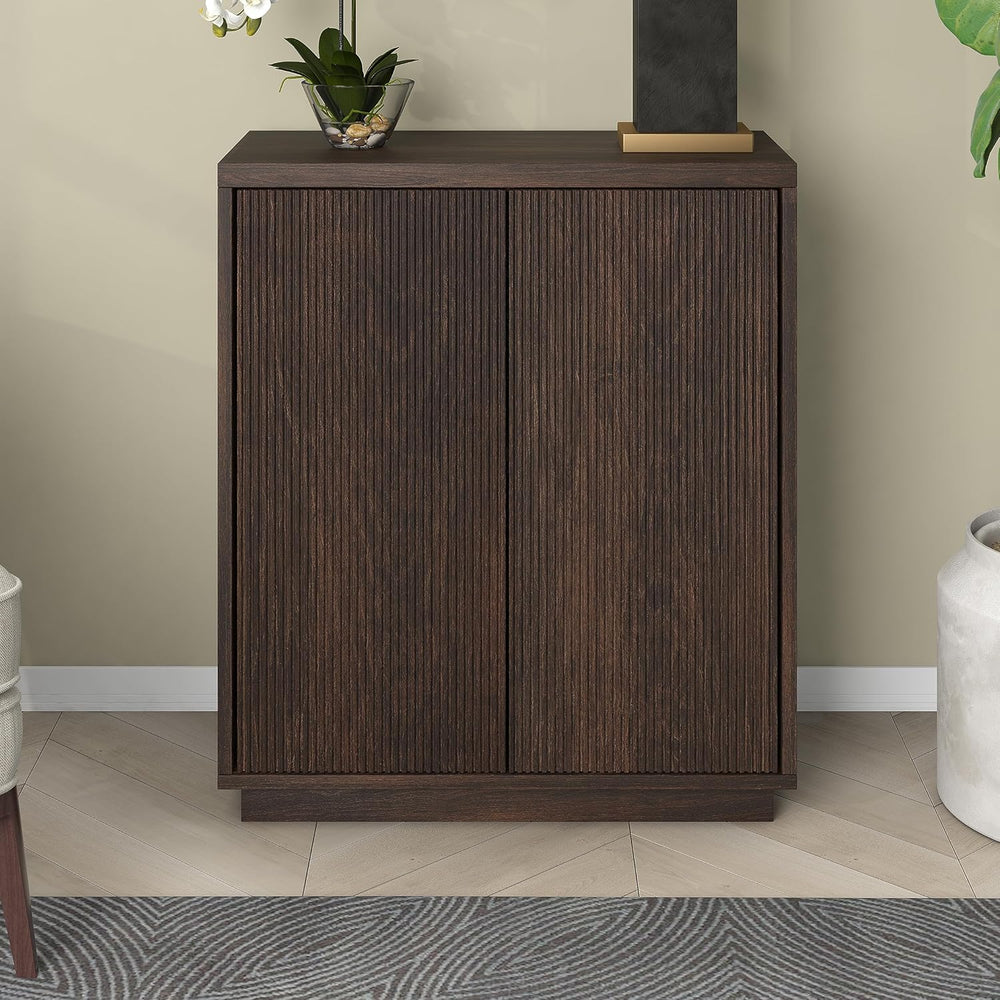 Henn&Hart 28" Fluted Accent Cabinet, Sideboard Buffet, Rich Brown