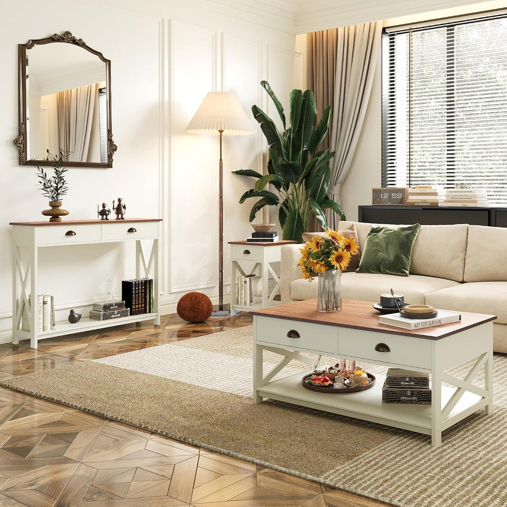 Sophia & William Entryway Table with Drawers, White Narrow Console Table