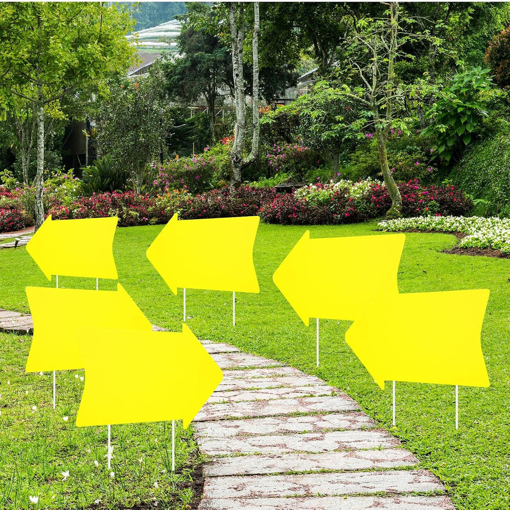 Barydat 12 Pcs Arrow Signs with Stakes Blank Yard, 17 x 12 Inches, Yellow