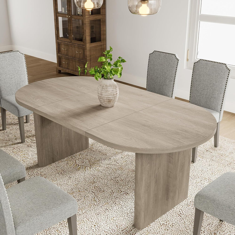 GarveeHome 5-Piece 70.8 Inch Oval Dining Table Set with Upholstered Dining Ch...