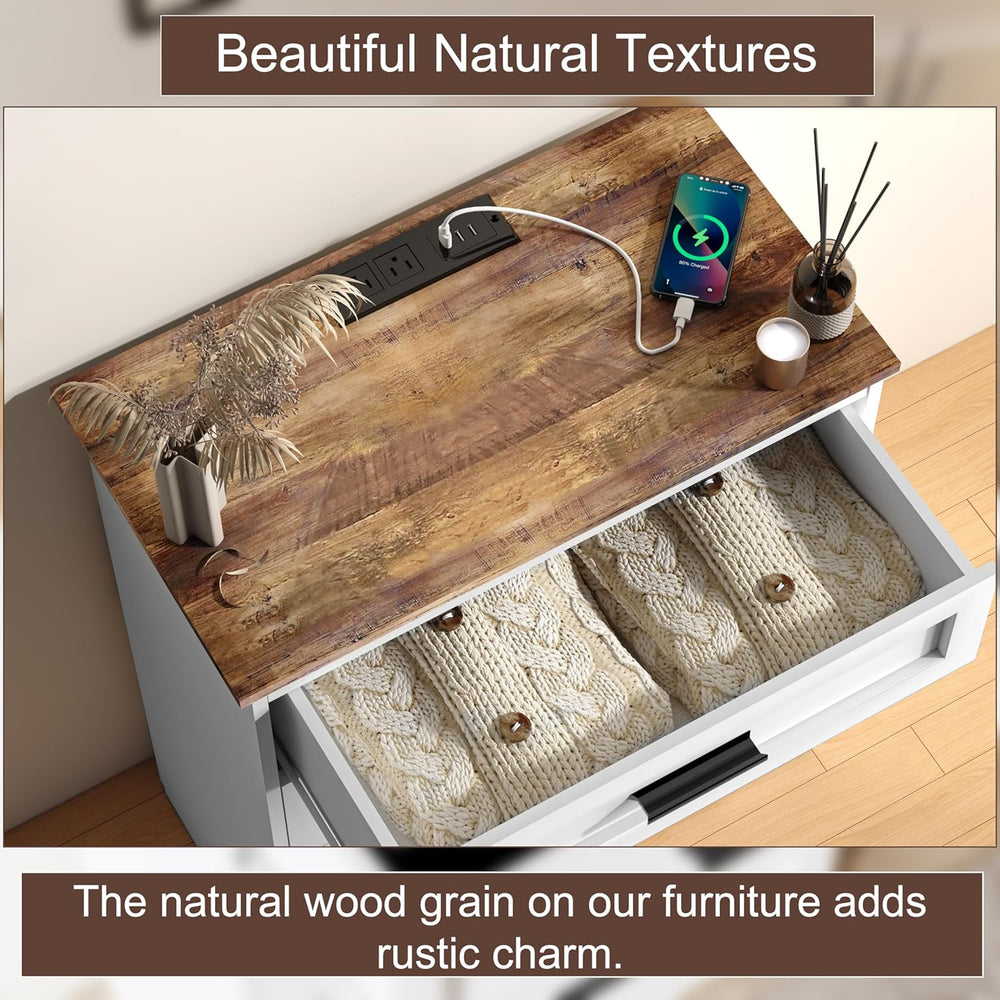 GEPELCN Farmhouse 4 Drawers Dresser for Bedroom Rustic Chest of Drawers with ...