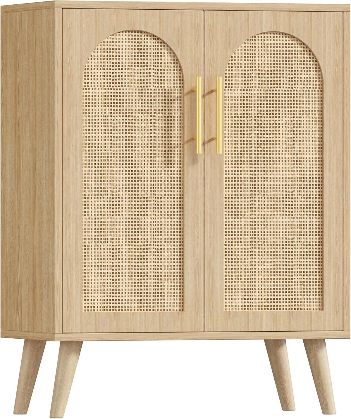 Keehusux Rattan Storage Cabinet with 2 Doors & Adjustable Shelf, Natural