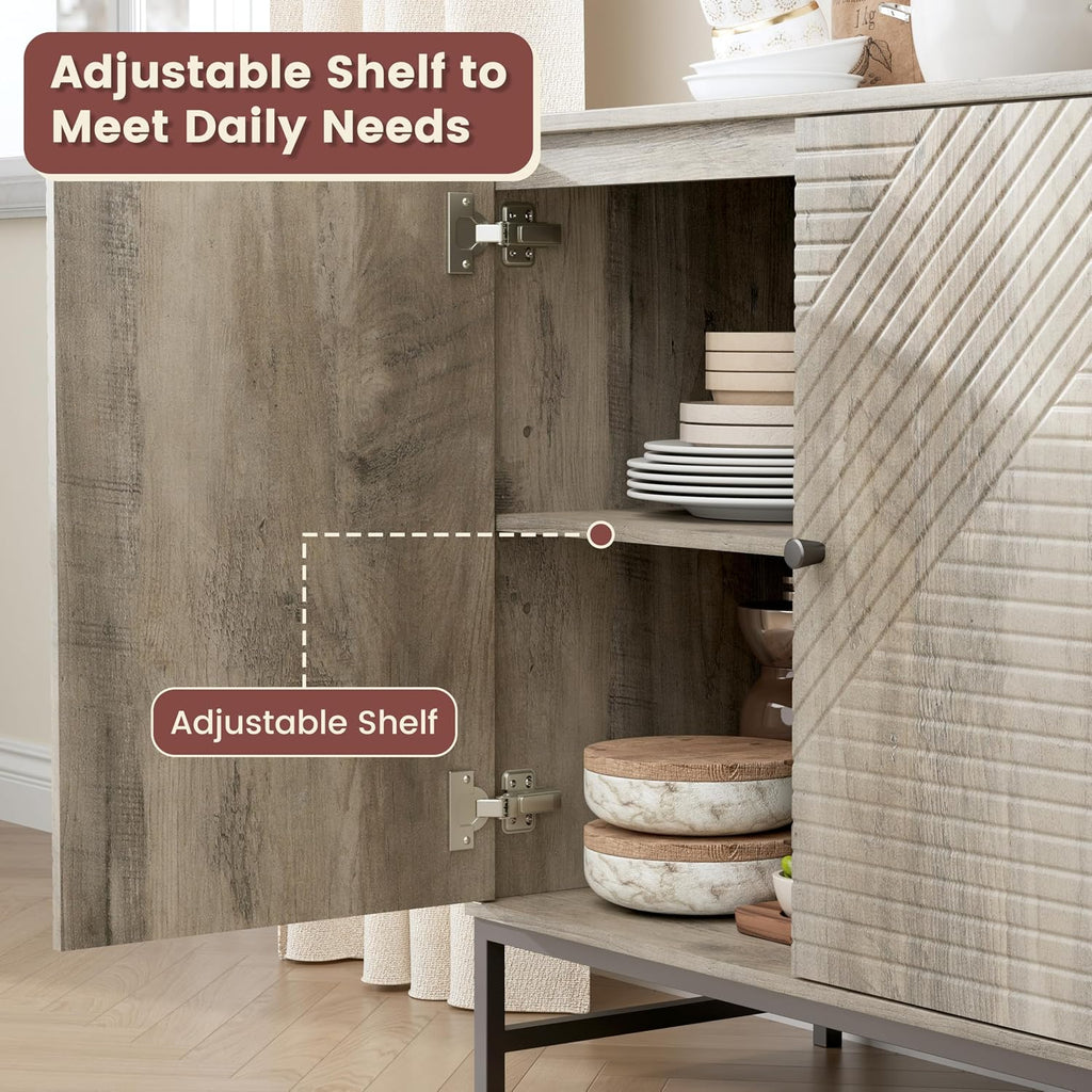 Storage Cabinet with Doors and Adjustable Shelf, Sideboard Buffet Cabinet with Storage, Console Table & Credenza for Living Room, Kitchen, Dining Room
