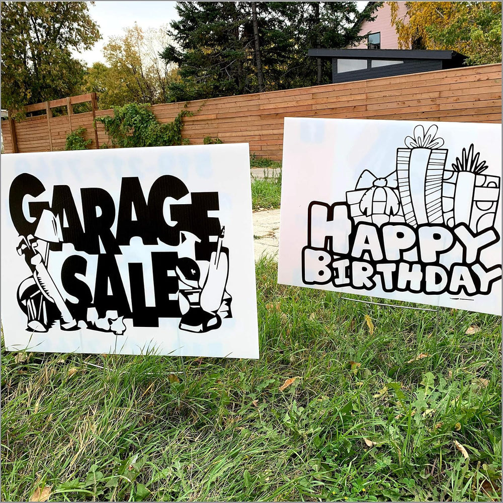 10 Blank Yard Signs with Stakes | 18" x 24" | Create Your own Messa...