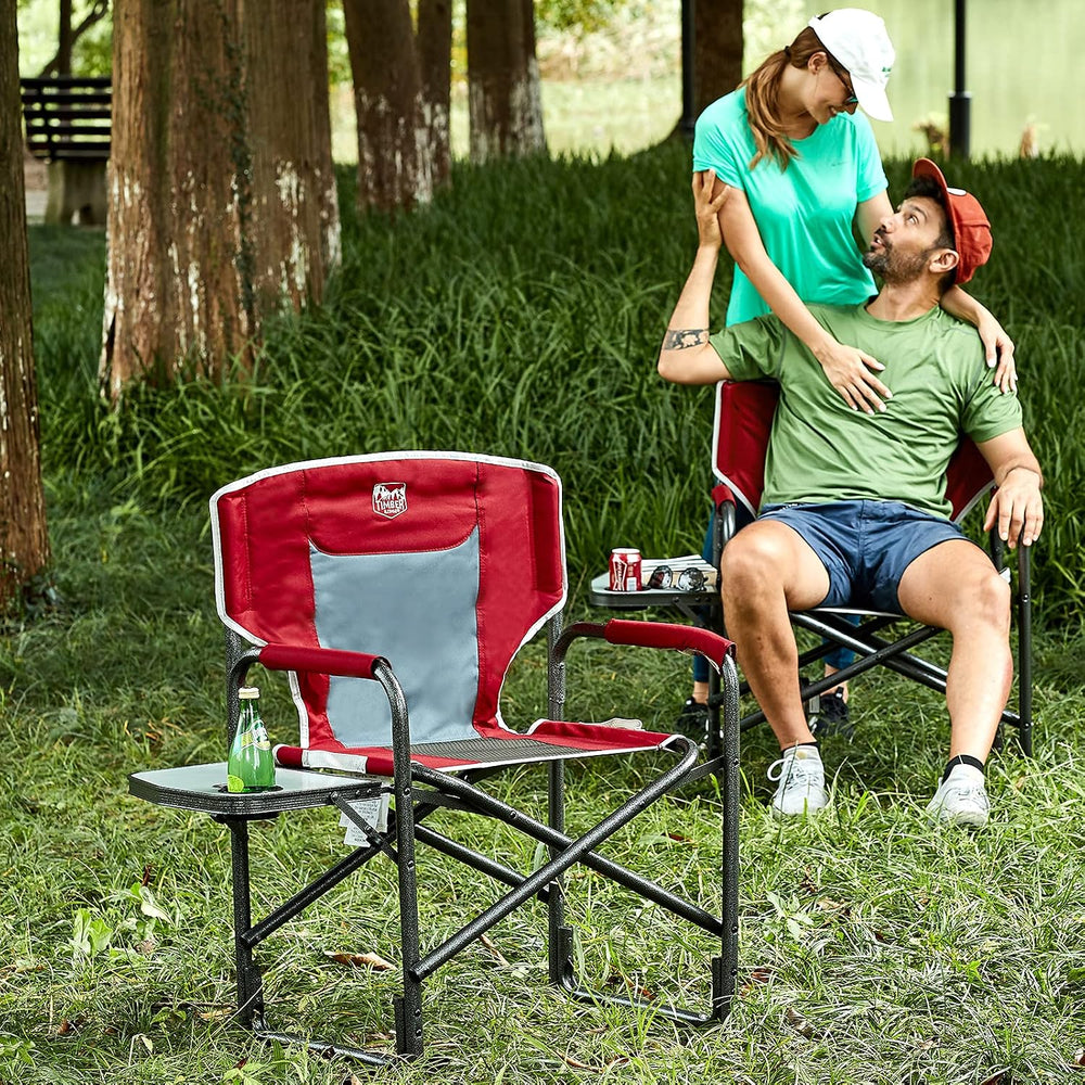 TIMBER RIDGE Lightweight Oversized Camping Chair, Aluminum Directors Chair wi...