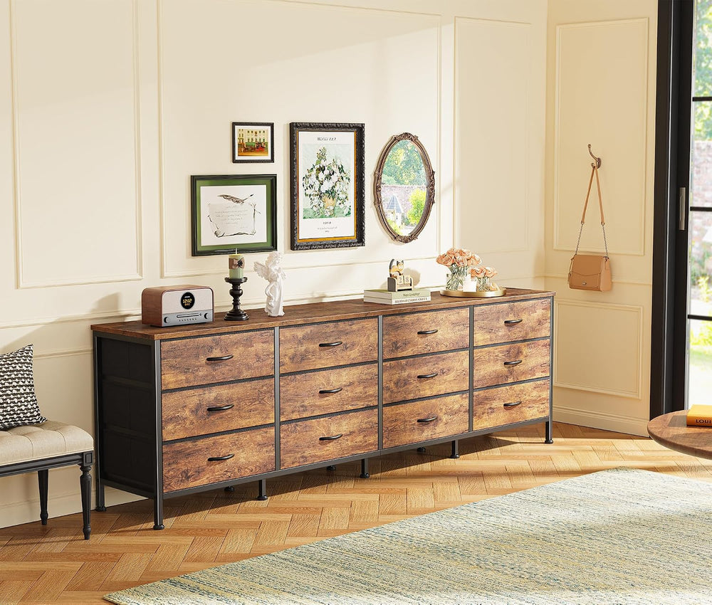 Huuger 70 Inch Dresser for Bedroom, TV Stand for 65, 75, 80 Inch TV, 12 Fabri...