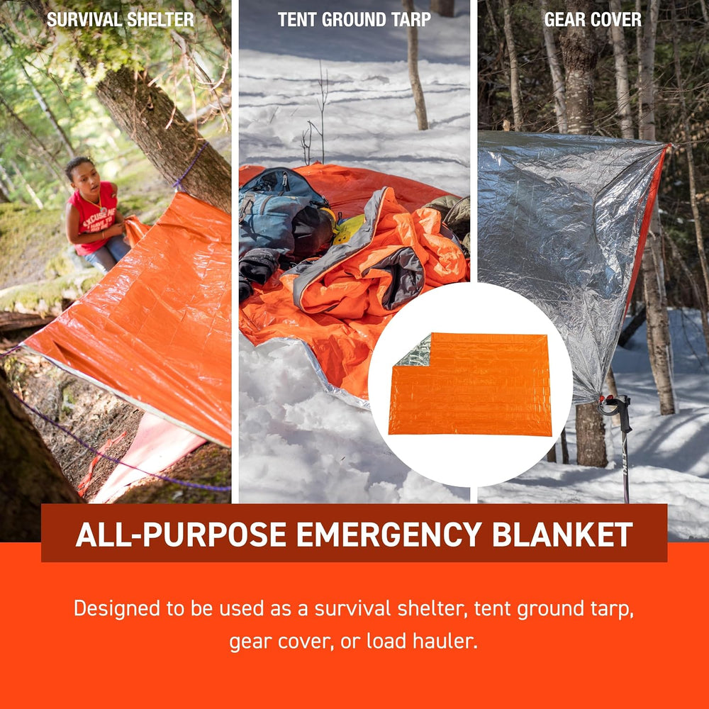SOL 90% Heat Reflective Emergency Blanket, 58" x 98", Orange (3 Pack)